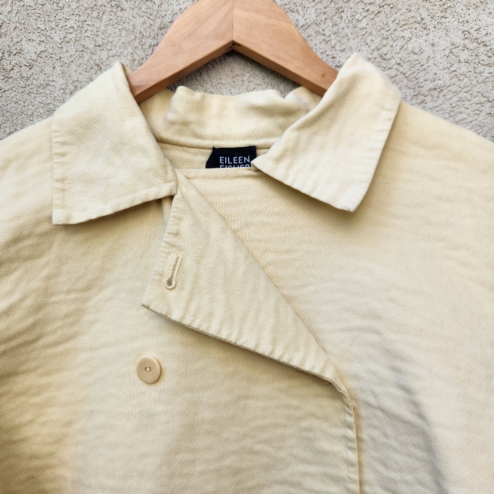 Eileen Fisher Jacket Women's Medium Yellow Double Breasted Crinkle Finish - Picture 2 of 10